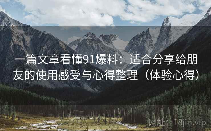 一篇文章看懂91爆料：适合分享给朋友的使用感受与心得整理（体验心得）